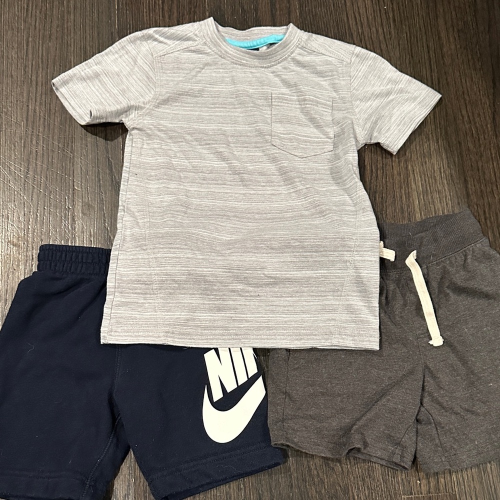 Nike Gray Tee with Navy and Gray Shorts Set